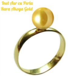 Inel Aur cu Perla Rara Akoya Gold
